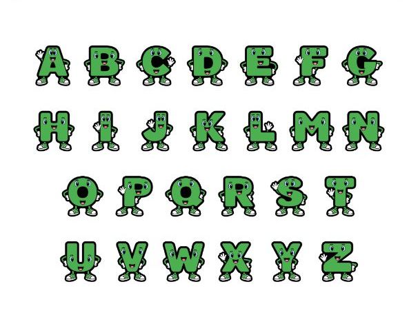 Green Signature Character Display Lettering - Uppercase A–Z
