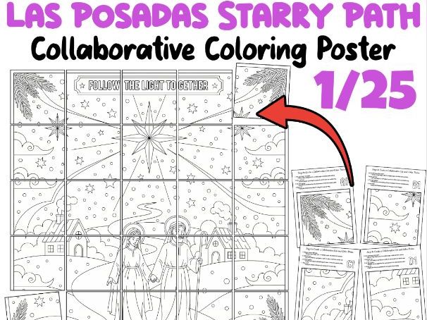 Las Posadas Starry Path Collaborative Coloring Poster | Christmas Classroom Art