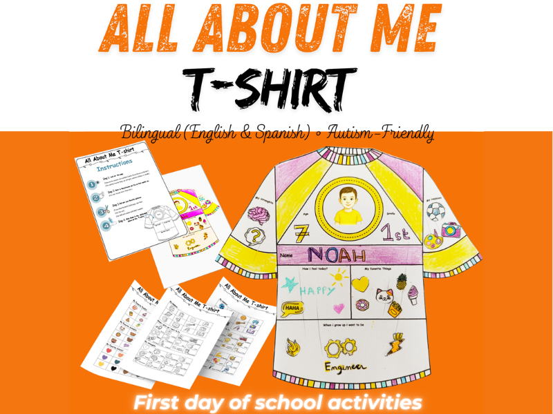 All About Me T-Shirt Activity | Back to School Icebreaker | Bilingual & Autism-Friendly