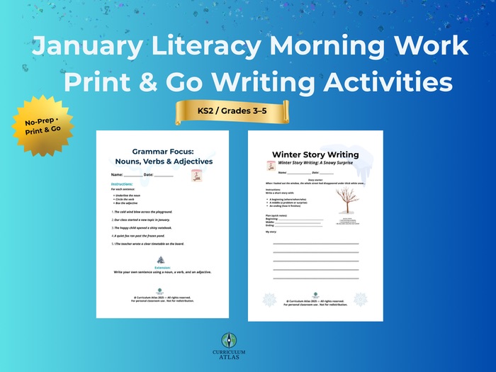 January Literacy Morning Work – Print & Go Writing Activities (KS2 / Grades 3–5)