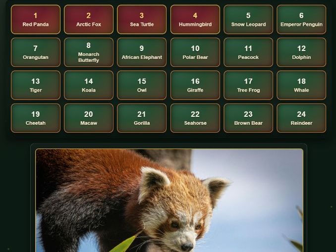 Animal themed Digital advent calendar