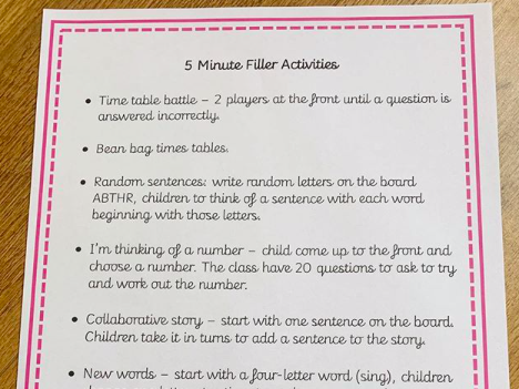 5 Minute Filler Activities