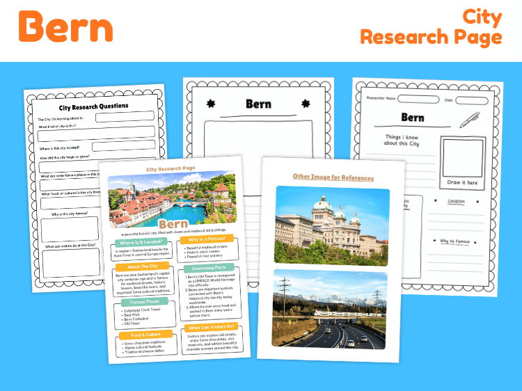 Bern City Research Project | Switzerland Geography Worksheets