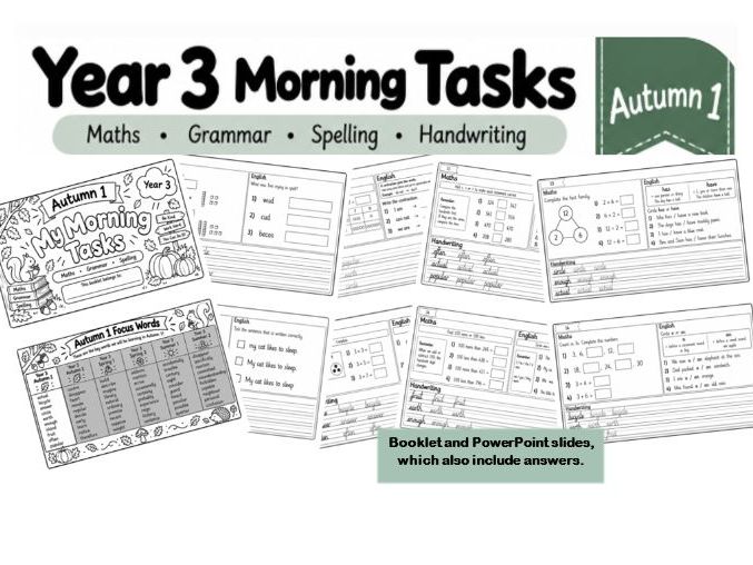 Year 3 Autumn 1 Morning Task Booklet and slides.