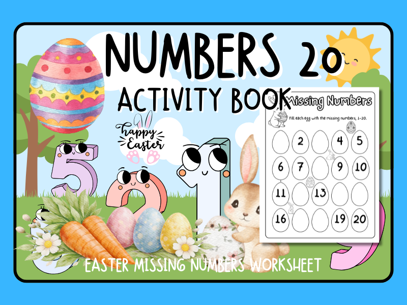 Easter Missing Numbers Worksheet (1–20) | Fun Spring Math Activity | Printable