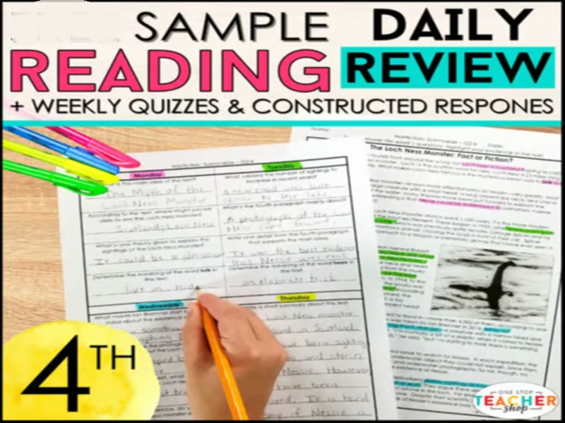 4th Grade Reading Homework & Quizzes with Constructed Response Practice