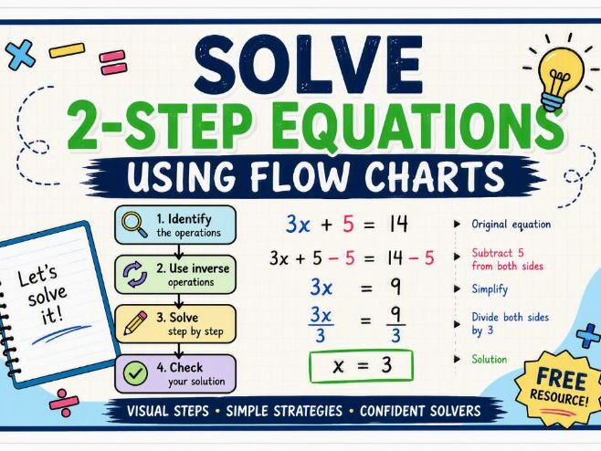Solve 2 step Algebraic Equations Using Flow Charts!!!! ENJOY