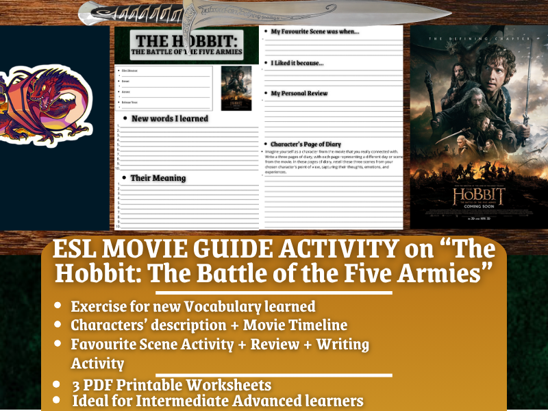 ESL Movie Guide Worksheets on "The Hobbit: The Battle of the Five Armies"