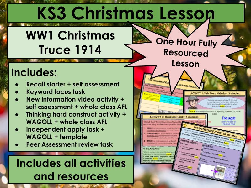 KS3 Christmas Lesson: WW1 Christmas Truce 1914 One Hour Lesson