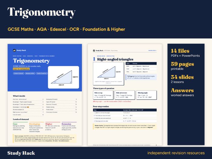 GCSE Maths Trigonometry Complete Topic Pack
