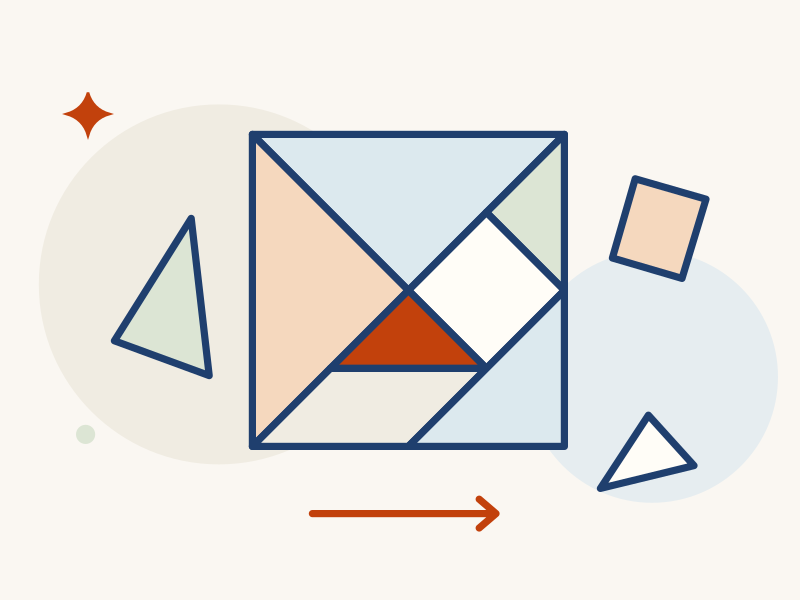 Tangram Puzzles | 24 Abstract Shapes, Hints & 6 Error Cards | Grades 2-5
