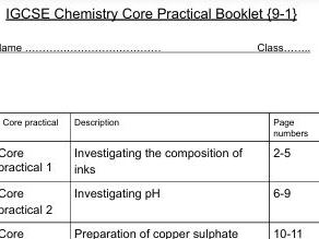 IGCSE Chemistry Core Practical Booklet [Edexcel  9-1}