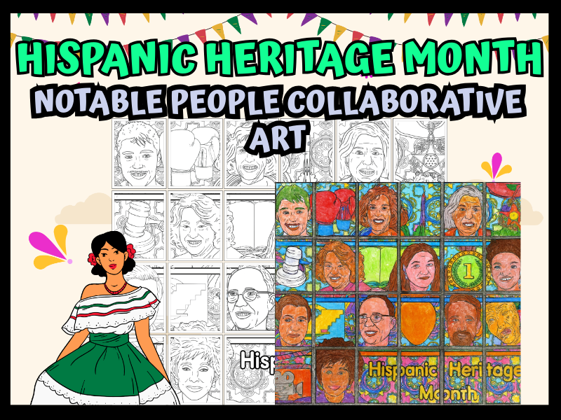 Hispanic Heritage Month Collaborative Poster & Coloring Pages | Notable Figures