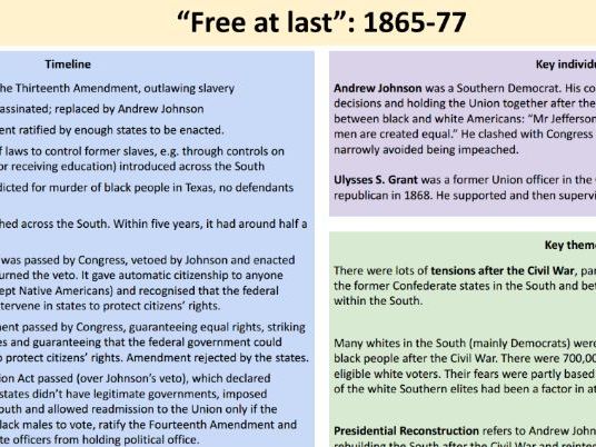 Knowledge organiser - Free at last (Edexcel International A-level history)