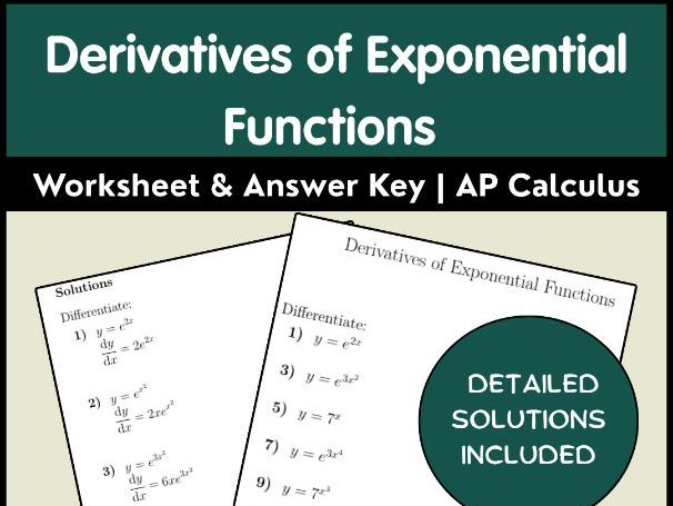 Derivatives of Exponential Functions Worksheet & Answer Key | AP Calculus