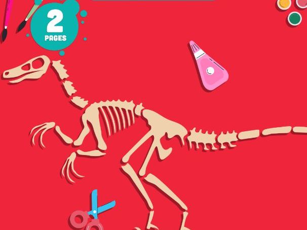 Velociraptor Skeleton Craft, Dinosaur Skeleton Printable Project