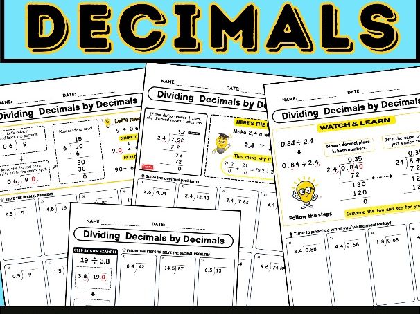 Dividing Decimals Worksheets - Scaffolded, Year 5-6 (36 Pages)