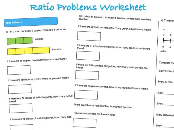 Ratio Worksheet - Ratio Problems