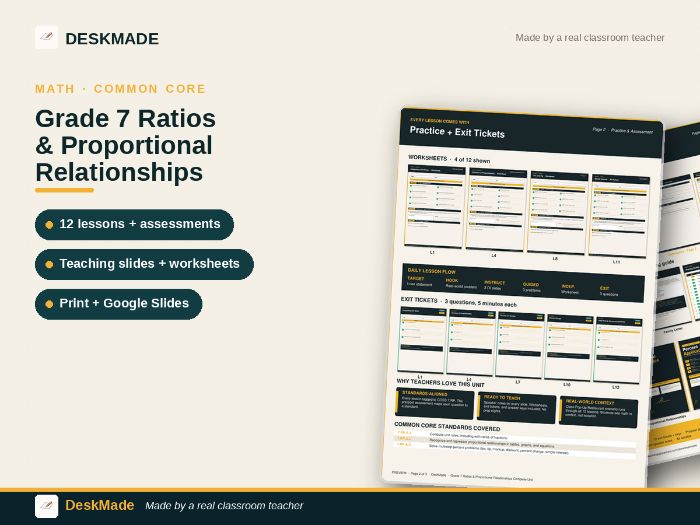 Grade 7 Ratios & Proportional Relationships Complete Unit | 12 Lessons | 7.RP