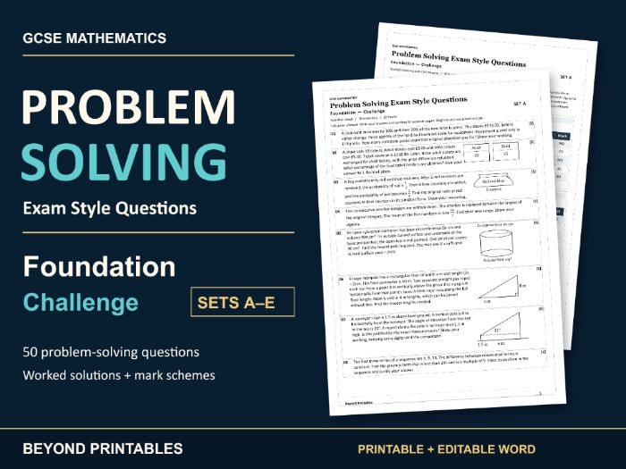 GCSE Maths Problem Solving: Foundation Challenge Sets A-E - Exam Style Questions