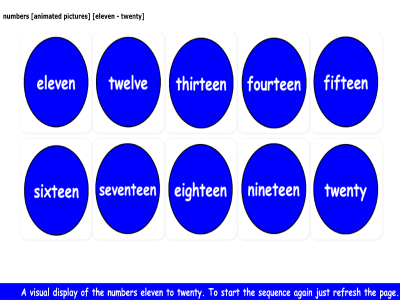numbers [animated pictures] [eleven - twenty]