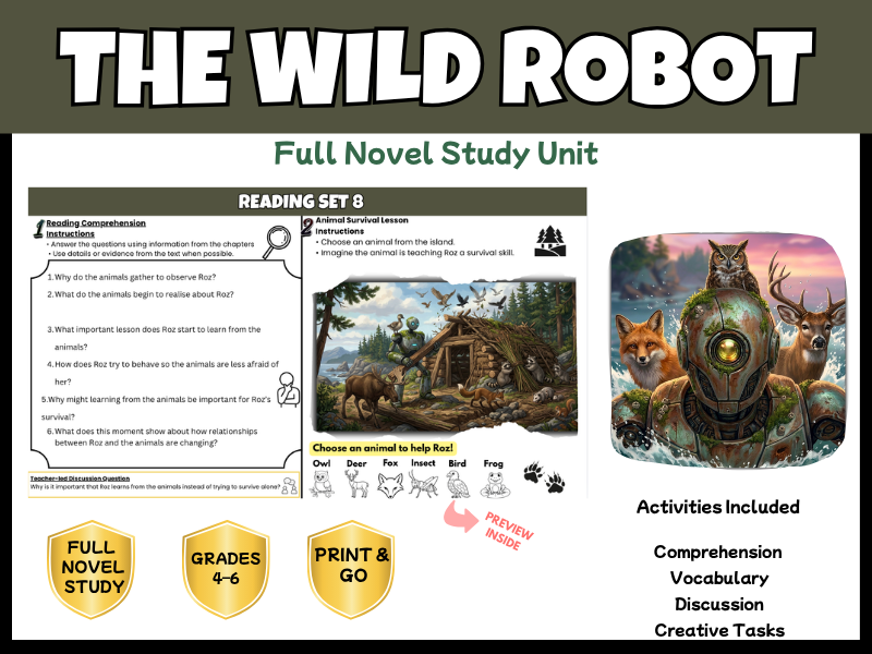 The Wild Robot Full Novel Study & Reading Comprehension Bundle | KS2 Years 4-7