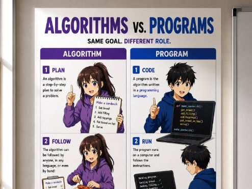 Algorithms vs Programs | FREE Computer Science & Programming Poster