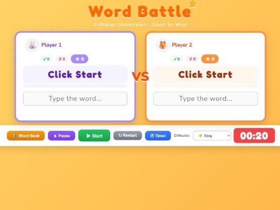 Spelling Word Battle Interactive Game