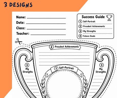All about me - Trophy & Medal bulletin board design and worksheets