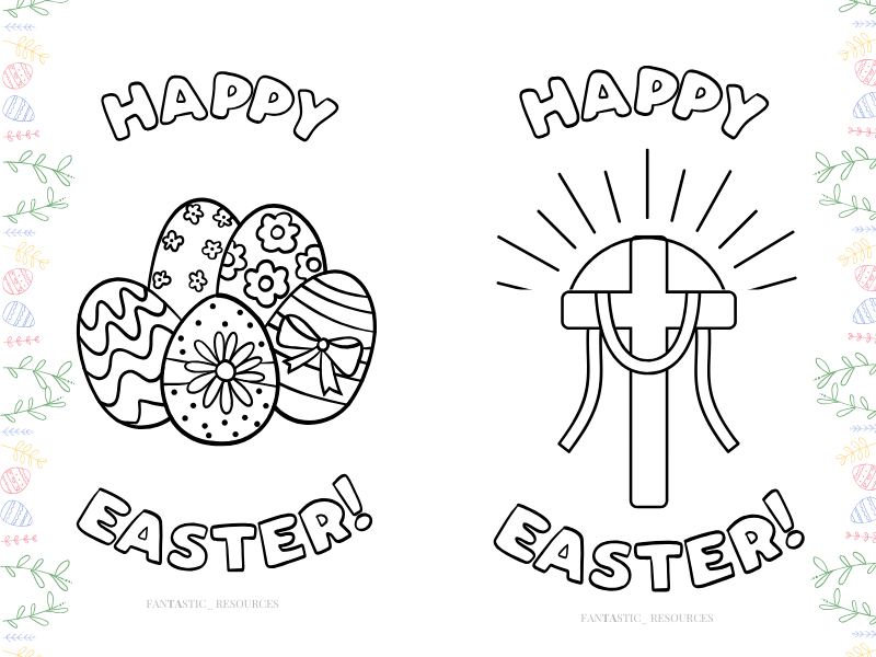 Easter Card Templates | Simple Colouring Easter Cards | EYFS & KS1 Printable