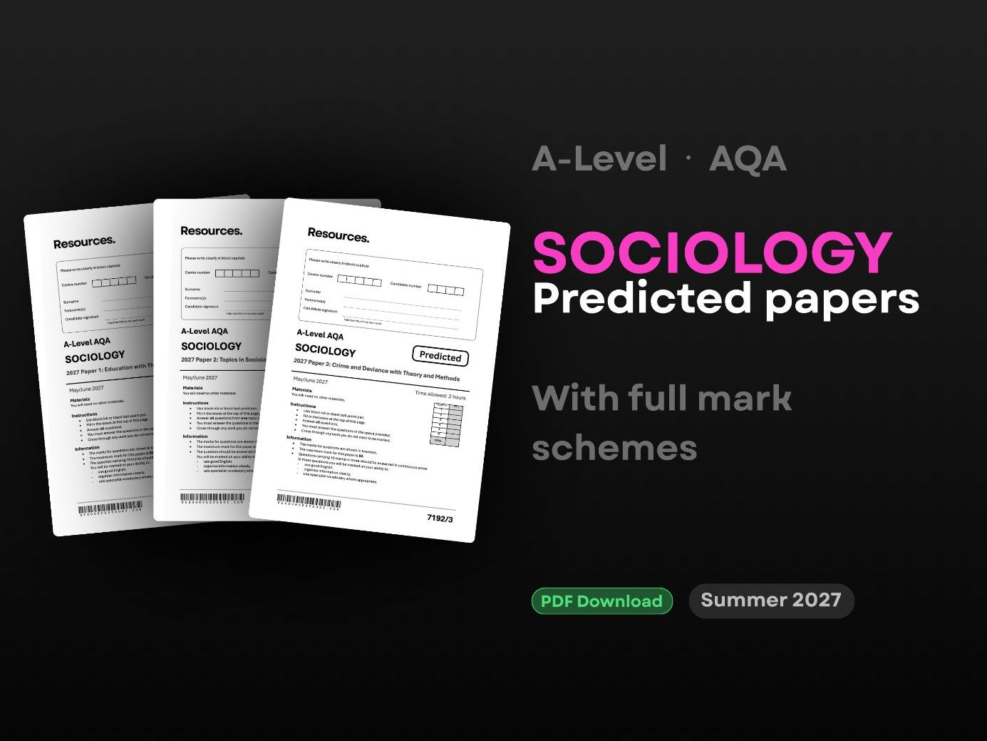 A-Level Sociology AQA Expertly Predicted Papers for 2027
