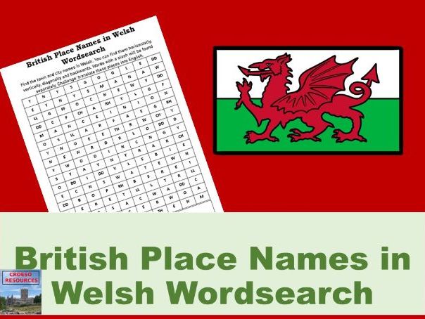 British Place Names in Welsh Wordsearch