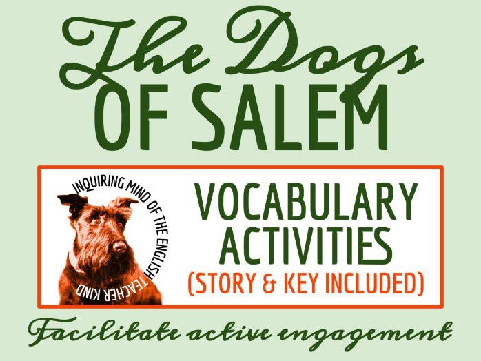 "The Dogs of Salem" by David Keller Vocabulary Games | Salem Witch Trials Fiction | Halloween