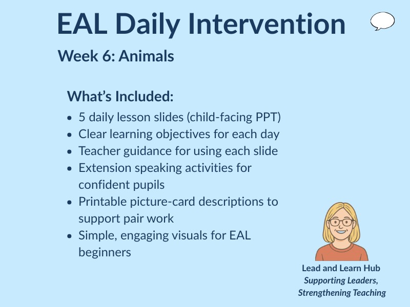 EAL Daily Intervention – Week 6: Animals (Beginner English)
