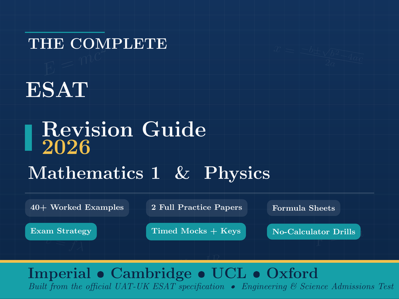 ESAT Revision Guide 2026 | Maths & Physics — Complete Notes, Worked Questions & Practice Papers