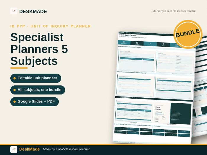 EY–Grade 5 Specialist UOI Planner Bundle | IB PYP | 5 Subjects