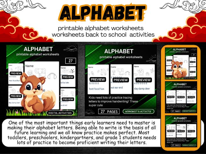 printable alphabet worksheets Activities for kids End of year