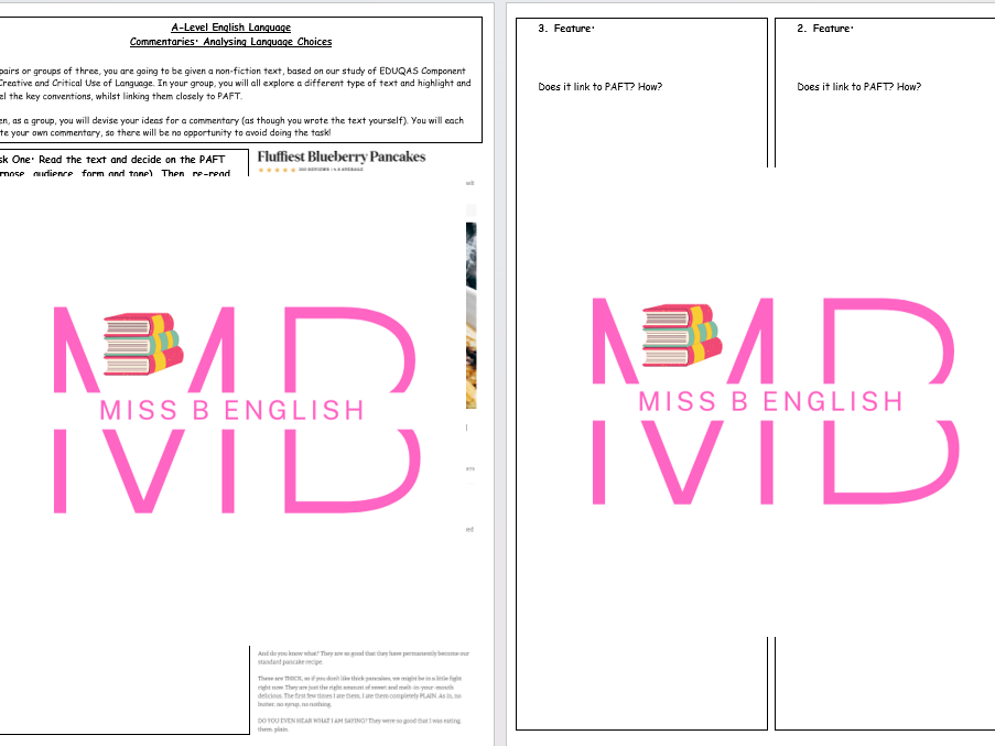 EDUQAS A-Level English Language Creative/Critical - Analysing & Commenting on Non-Fiction Texts