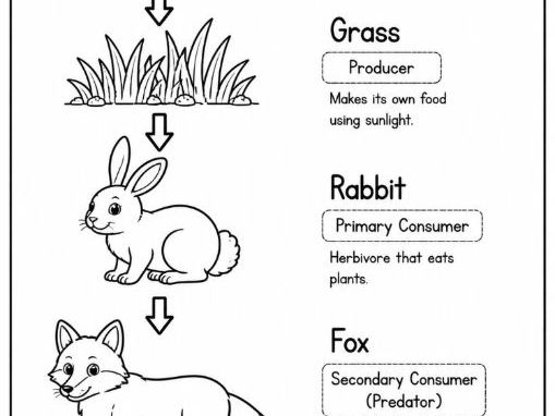 Food Chains Sequence Information Colouring Sheet - sun to fox