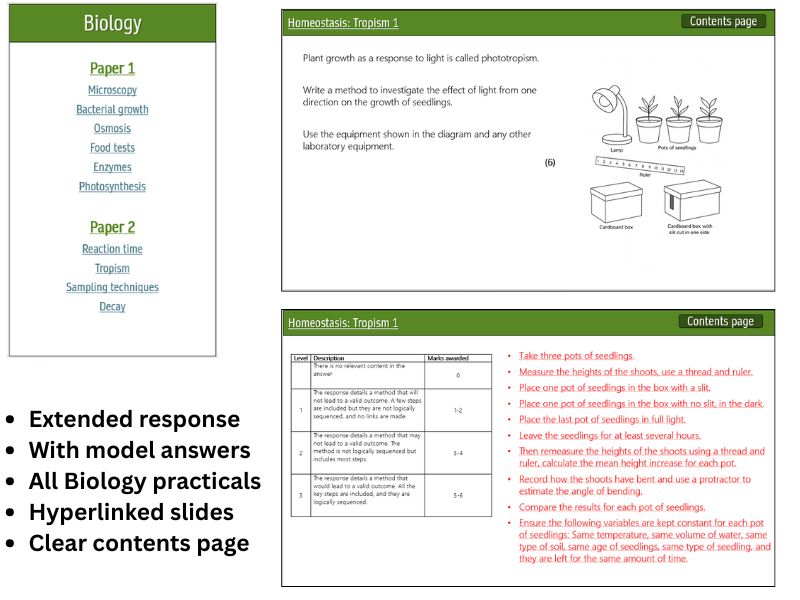 AQA Biology Required practicals Extended response