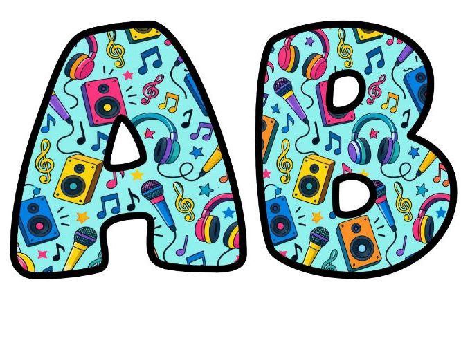 Music Headphones Speakers Bubble Letters | Art and Music Bulletin Board Letters