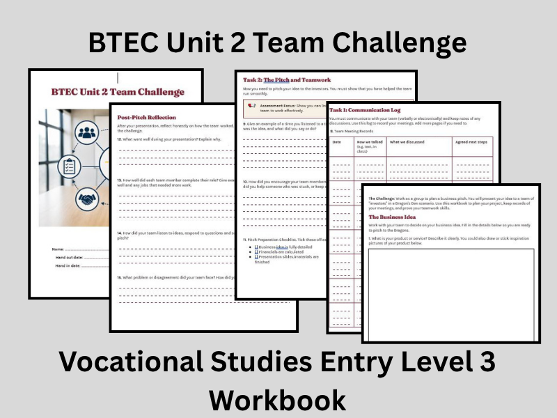 BTEC Entry Level 3 Team Challenge Workbook