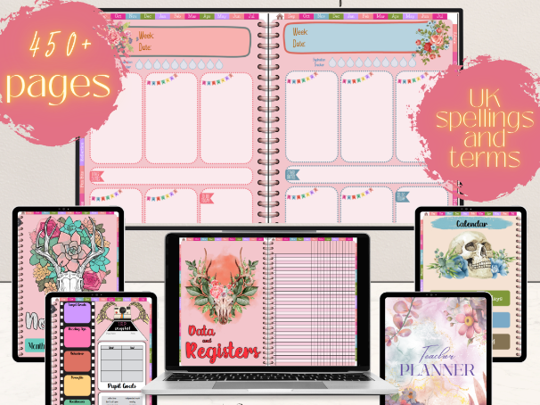Digital Teacher Planner: Wildflower and Bone