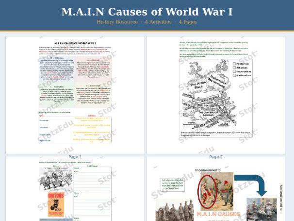 M.A.I.N (MAIN) Causes of World War I (WW1 WWI)