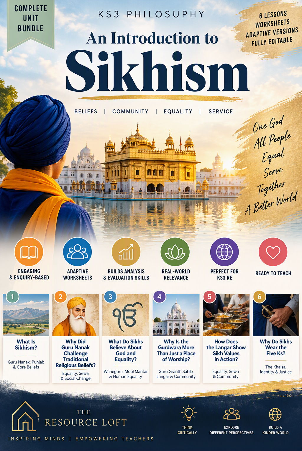 KS3 Religion: Introduction to Sikhism Unit Bundle - 6 Full lessons