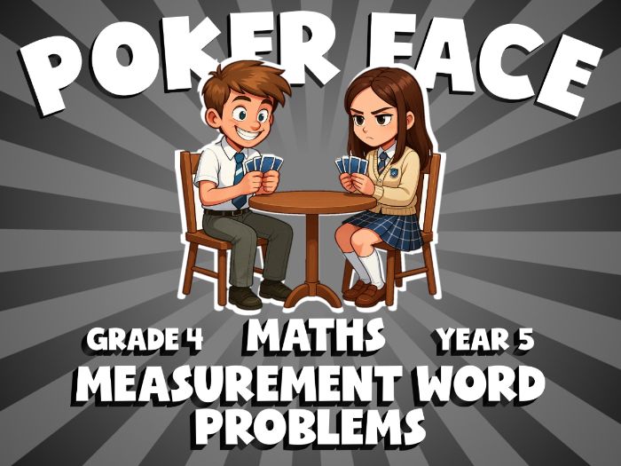Measurement Word Problems POKER FACE Maths Game | No-Prep Year 5 Review Activity