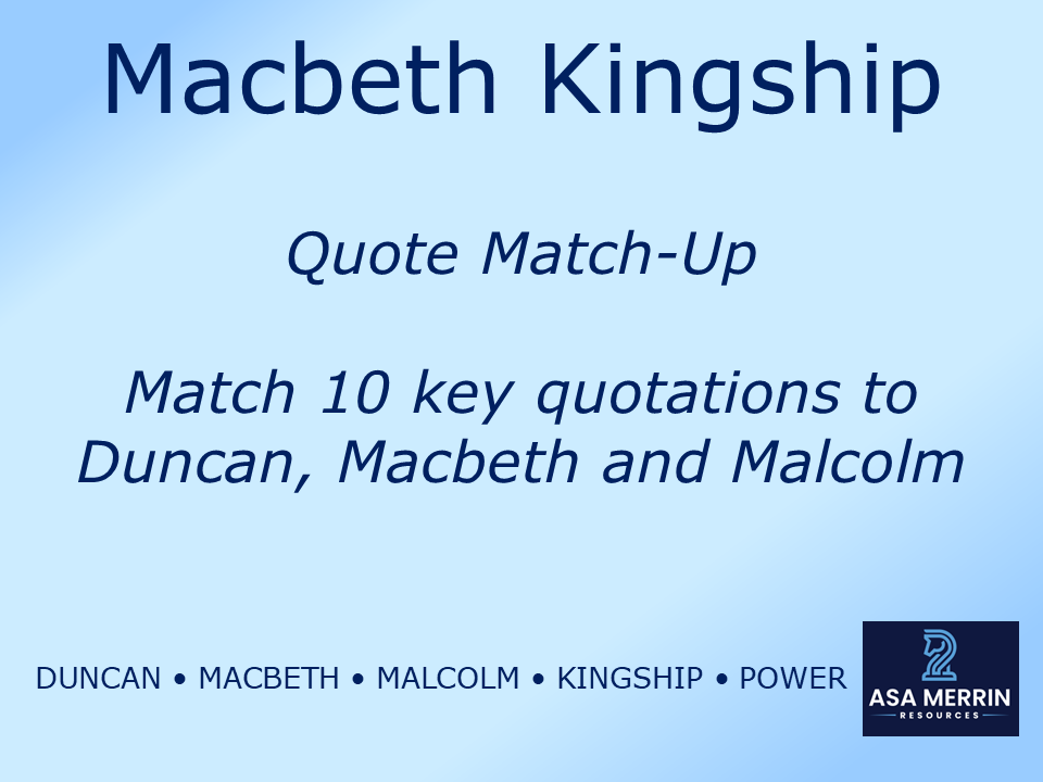 GCSE Macbeth | Kingship Quotes | Free Revision Worksheet