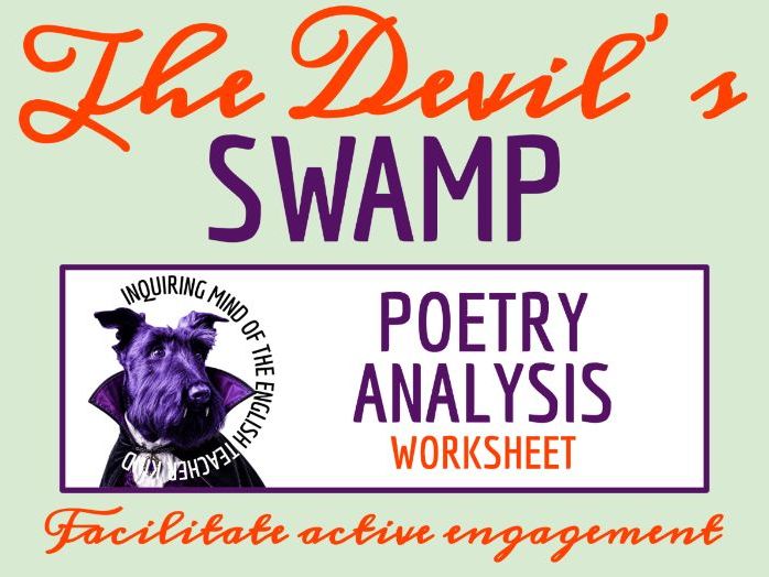 "Devil's Swamp" by Robert Avrett Poem Analysis Worksheet | Gothic Fantasy Poetry for Halloween