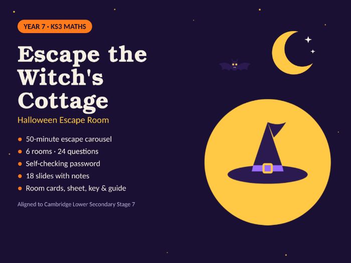 Halloween Escape Room Year 7 Maths – 6-Station Carousel, Self-Checking (Cambridge Stage 7)