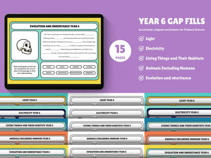 Year 6 Science Gap Fill Pack ALL UNITS